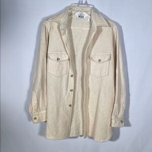 WOOLRICH MENS VINTAGE CREAM WOOL BUTTON DOWN SHIRT MEDIUM